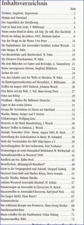 Heimatgru&szlig;-Rundbrief Inhalt